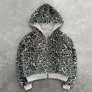 Sudadera con Capucha Reversible de Doble Capa con Cremallera Personalizada al por Mayor, Estampado de Leopardo, 100% Algodón, Temporada de Invierno para Hombre y Mujer - Product Image 3