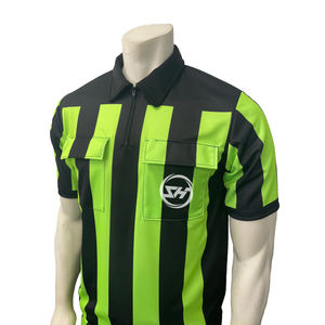 SHH, ropa deportiva personalizada, camiseta de fútbol de manga larga, verde fluorescente, rayas negras, 100%, malla de gestión de rendimiento transpirable - Product Image 2