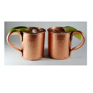 Latest design Hammer Point Moscow Mule Copper Mug With Golden Handle 14oz Moscow Mule Mugs from Indian supplier