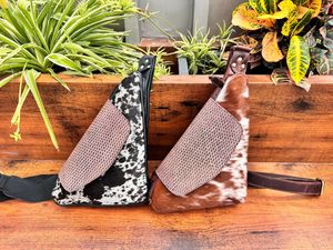 Bolso de pecho de un solo hombro de cuero con pelo artesanal más vendido para bolsos cruzados de cuero de vaca occidental Unisex - Product Image 5