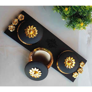 Caja de Regalo de Frutos Secos Hecha a Mano de Indian Art Villa y Bandeja de Diseño con Asa para Diwali, Bodas y Ceremonias - Product Image 4