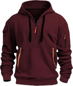 Pulls à capuche d'hiver pour hommes de haute qualité, 100% coton polaire, respirant, coupe-vent, écologique, coupe ample - Product Image 5