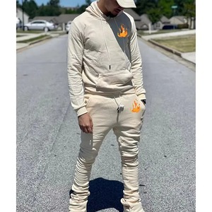 Conjunto de chándal de dos piezas para hombre, 100% algodón, oversize, de forro polar, personalizado, con cordón, estilo urbano, venta al por mayor - Product Image 2