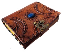 Libro de Hechizos Hocus Pocus, Libro Mágico con Diseño de Luna, Hecho a Mano, con Cubierta de Cuero Reciclado, 120 Páginas en Blanco
