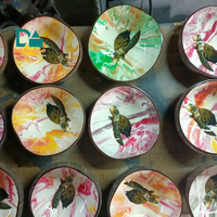 Bol de luxe en coquille de noix de coco, laque vietnamienne, peinture florale en coquillage, fait main, écologique, bohème, pour fête, gratuit