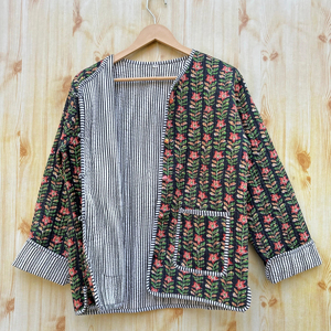เสื้อแจ็กเก็ตผู้หญิงลายควิลท์ลายดอกไม้ผ้าฝ้ายระบายอากาศได้ดีเสื้อแจ็กเก็ตลำลองมีกระดุมใส่กลับด้านได้แบบอินเดีย - Product Image 1