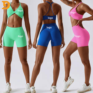 Wholesale Ladies High Waist Running <b>Sport</b> Gym Wear Women 2 Piece Activewear Fitness Yoga Wear Suits <b>Shorts</b> <b>Bra</b> <b>Sets</b> - Product Image 6