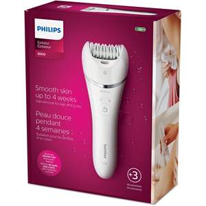 Depiladora Serie 8000 para Mujer, 3 Accesorios, Recortadora/Afeitadora de Pelo Tipo Resorte, Funciona con Batería, en Inglés, para Uso Doméstico y en el Automóvil - Product Image 1