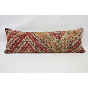 Oreiller en laine beige 16x48 pouces luxe Kilim Patchwork Vintage imprimé floral Accent oreiller décoratif pour la literie - Product Image 1