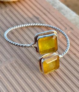 Cristal de saphir jaune naturel Bracelet en argent sterling 925 Nouveau design Bijoux fins Bracelet en argent avec pierres précieuses réglables - Product Image 4