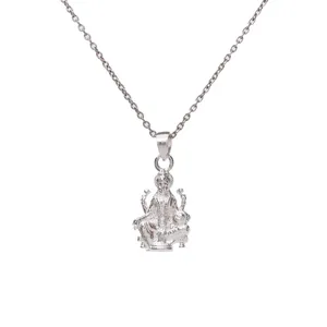 Collier Pendentif Géométrique Déesse Religieuse en Argent 925 Plaqué Rhodium pour Femme - Chaîne Vintage Tendance, Origine Rajasthan - Product Image 4