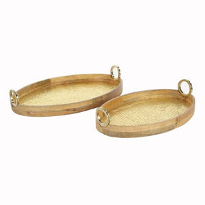 Vajilla de lujo Plato para servir comida Bandejas de metal Acabado chapado en oro Diseño en relieve Bandeja para servir de forma redondeada - Product Image 5