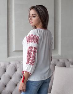 Chemisier brodé décontracté pour femme avec manches bouffantes et logo tissé à motif imprimé pour les fêtes de mariage - Product Image 4