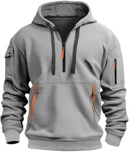 Pulls à capuche d'hiver pour hommes de haute qualité, 100% coton polaire, respirant, coupe-vent, écologique, coupe ample - Product Image 3