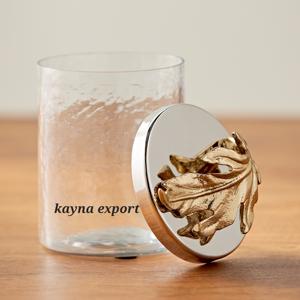 Top Quality Hammered Designer Metal Cotton Storage Jar Use <b>Bathroom</b> Sets Vanity Counter <b>Accessories</b> Nickel Platted Cotton Jar - Product Image 5
