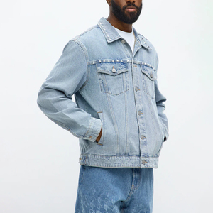 Veste en jean pour homme de qualité supérieure, vente chaude, coton de haute qualité, denim lourd, délavé à l'acide, avec poches - Product Image 1