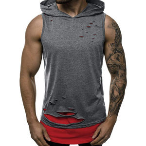 Sudadera con capucha sin mangas para hombre Fitness algodón actividades al aire libre correr gimnasio entrenamiento sin mangas pulóver sudaderas con capucha - Product Image 1