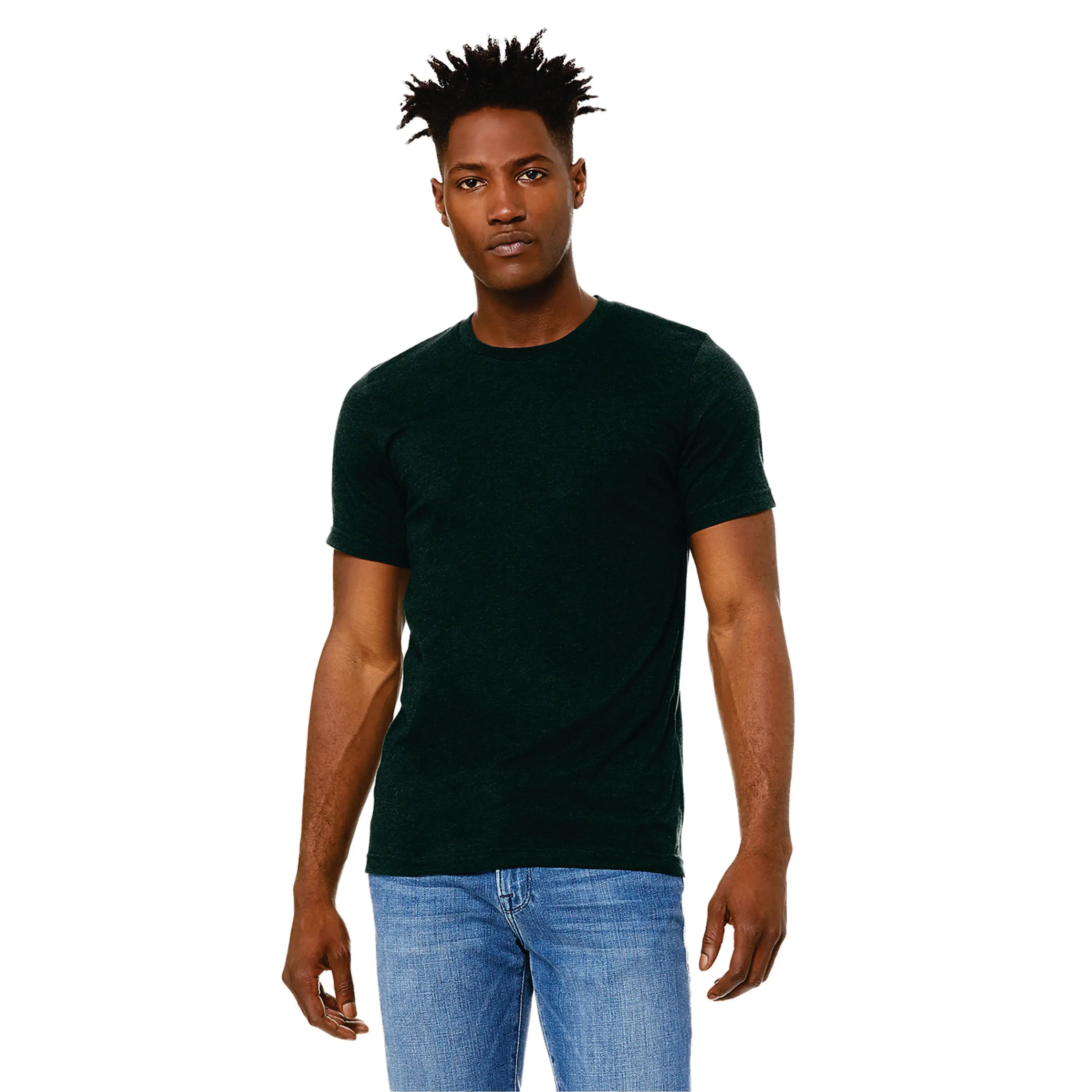 52% Airlume gekämmte und ring gesponnene Baumwolle 48% Poly 32 Single 4,2 Unzen Heather Emerald Unisex CVC Kurzarm T-Shirt