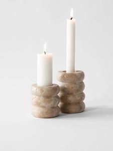 Elegant Travertine Stone <b>Tealight</b> <b>Holder</b> Modern Tapered Design for Warm Ambient Lighting and Stylish Natural Home Decor Accent - Product Image 5