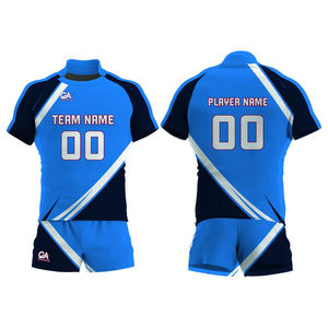 ชุดเครื่องแบบรักบี้ชุดเสื้อเจอร์ซีย์100% ผ้าโพลีเอสเตอร์แบบแห้งเร็วออกแบบได้ตามต้องการโลโก้และปักสไตล์รักบี้ - Product Image 4