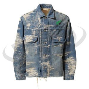 Premium Solid Color <b>Denim</b> <b>Jacket</b> <b>For</b> <b>Men</b> OEM Factory Winter Jean <b>Jackets</b> With High Quality Custom Logo Printing - Product Image 1