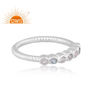 Mejor Venta de plata esterlina fina labradorita natural y piedra de la luna del arco iris anillo de declaración de piedras preciosas fabricante de joyería personalizada - Product Image 2