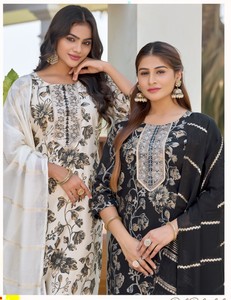 インドとパキスタンの準備ができて3ピースセットトップボトムとDupattaデジタルプリントハンドワーク付きサルウォースーツセット女性用