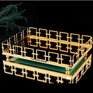 Plateau décoratif de haute qualité en aluminium, à deux étages, avec motif de feuilles d'oiseaux, texture en relief, pour hôtels et restaurants - Product Image 5