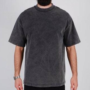 Venta al por mayor de camisetas gráficas personalizadas camisetas impresas de los hombres de impresión de pantalla de seda de la vendimia desgastada lavado ácido camiseta para hombres - Product Image 6
