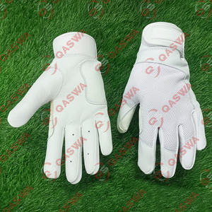 Gants de frappe de baseball en cuir léger professionnels avec logo et design personnalisés, couleur blanche, poignet court - Product Image 1