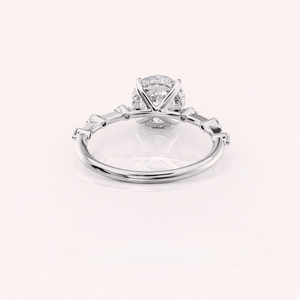Bague solitaire en argent sterling 925 massif avec diamant de laboratoire taille ronde et pavé, bijou de fiançailles - Product Image 2
