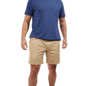 Pantalones Cortos Bermuda de Algodón de Color Sólido para Hombre, Cintura Media, Estilo Casual Elástico con Bolsillos, Tejido Transpirable - Product Image 1