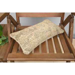 Almohada de retales Kantha de lana Beige de 8x16 pulgadas, almohada bordada Vintage rústica, estilo navideño portátil para coche y hogar - Product Image 5
