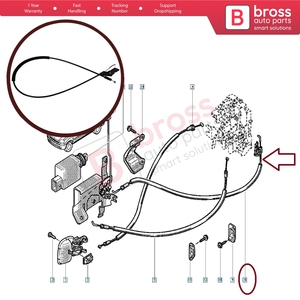 Cable Bowden de Bloqueo de Liberación de Puerta Interior BDP670 para Kangoo KC Express FC Kubistar MK1 X76 Laguna MK1 8200516256 - Product Image 5