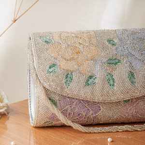 Sac à perles multicolores avec poignée, sac à main, sac à main décontracté, artisanat indien, fait à la main, sac baguette, - Product Image 2