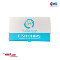 Carpeta de Papel Reciclado Estilo Europeo DAT THUAN con Laminado Mate, Grabado en Relieve y Cierre Magnético para Comida para Llevar (Pescado y Patatas Fritas) en Tamaño Personalizado