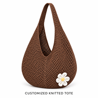 Sac fourre-tout tricoté personnalisé, faible MOQ, unisexe, design uni vierge, logo personnalisé pris en charge, vente en gros directe usine