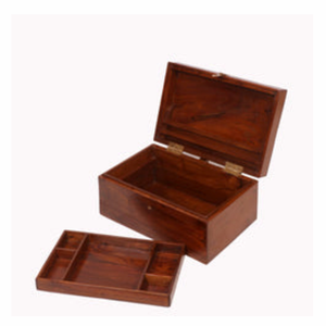 Boîte à bijoux en bois marron rétro de haute qualité avec tiroirs Boîte de rangement cosmétique marron rétro de haute qualité avec tiroirs - Product Image 1