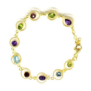 Handmade Custom Jewelry Gold Plated 925 Sterling <b>Silver</b> Multi-Color <b>Bracelets</b> Gift for Her - Product Image 1