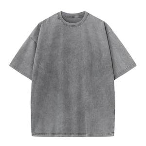 T-shirt lourd lavé à l'acide T-shirt en coton uni blanc Street wear T-shirt lavé Logo personnalisé Vintage hommes T-shirt - Product Image 2