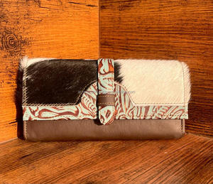 Cartera de piel auténtica de piel de vaca para mujer, fundas de teléfono con estilo, novedad, superventas, carteras de cuero con estampado en relieve occidental - Product Image 4