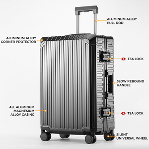 Nuova Valigia in Alluminio 2026 Argento 29 Pollici con Ruote Girevoli a 360 Gradi TSA, Resistente e alla Moda, Stile Classico - Product Image 3