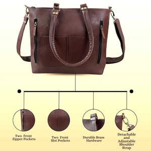 Ensemble sac à bandoulière et portefeuille en cuir de vachette pour femme, sac à bandoulière en cuir véritable, élégant, léger, à rayures - Product Image 4
