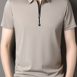Chemise polo personnalisée en polyester avec fermeture éclair, noir et blanc, pour arbitres, maillot d'arbitre homme, design et logo personnalisés - Product Image 4