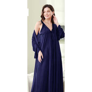 <b>Black</b> Full-Length Bridal Nighty Women's Sleepwear for Special Occasions-Cami & Gown with <b>Ribbon</b> - Product Image 2