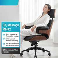 Silla de Masaje de Oficina Ejecutiva de Lujo Reclinable con 3 Programas de Masaje, Terapia de Calor, Giro de 360°, Funcionamiento Inalámbrico, Ecológica
