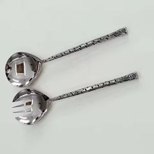 Silver Plated Metal Decorative <b>Salad</b> <b>Servers</b> New Design Lining Handle <b>Salad</b> <b>Servers</b> Including <b>Salad</b> Spoon and Fork Set - Product Image 3