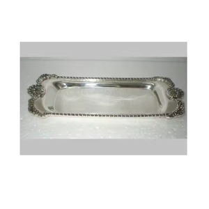 Plateau de service élégant avec poignée en jute, aluminium vintage nickelé, impression de logo personnalisé, plateaux de service de bar fantaisie - Product Image 6