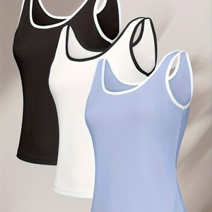 Lot de 3 débardeurs de sport et yoga personnalisables pour femmes, respirants, écologiques, de haute qualité, en tissu tissé décontracté - Product Image 3