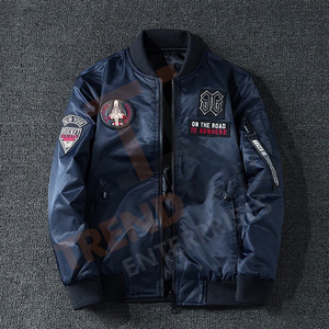 Blouson aviateur pour homme 2025, veste d'extérieur coupe-vent pour l'automne et l'hiver, col montant et broderie de lettres - Product Image 4